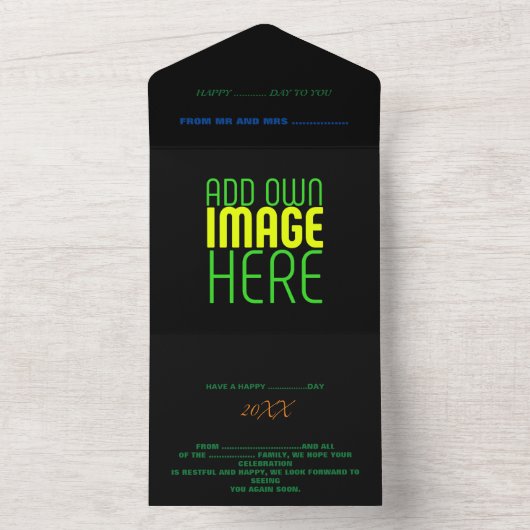 MODERNE BEARBEITBARE, EINFACHE TEMPLATE FÜR SCHWAR ALL IN ONE EINLADUNG (Innen Boden)