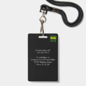 MODERNE BEARBEITBARE, EINFACHE TEMPLATE FÜR SCHWAR AUSWEIS (Rückseite mit Lanyard)