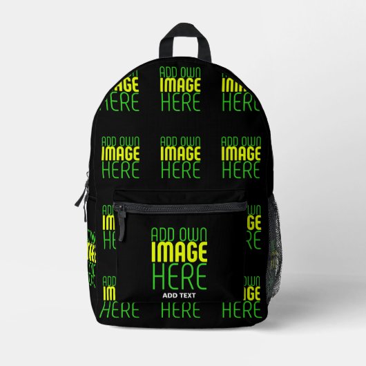 MODERNE BEARBEITBARE, EINFACHE TEMPLATE FÜR SCHWAR BEDRUCKTER RUCKSACK (Vorderseite)