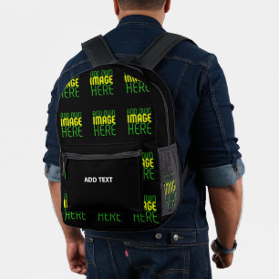 MODERNE BEARBEITBARE, EINFACHE TEMPLATE FÜR SCHWAR BEDRUCKTER RUCKSACK