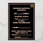 MODERNE BEARBEITBARE, EINFACHE TEMPLATE FÜR SCHWAR FOLIENEINLADUNG (Vorderseite)