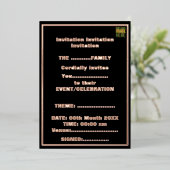 MODERNE BEARBEITBARE, EINFACHE TEMPLATE FÜR SCHWAR FOLIENEINLADUNG (Stehend vorne)