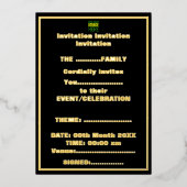 MODERNE BEARBEITBARE, EINFACHE TEMPLATE FÜR SCHWAR FOLIENEINLADUNG (Vorderseite)