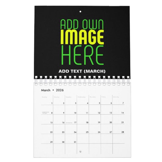 MODERNE BEARBEITBARE, EINFACHE TEMPLATE FÜR SCHWAR KALENDER (Mär 2026)