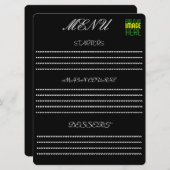 MODERNE BEARBEITBARE, EINFACHE TEMPLATE FÜR SCHWAR MENÜKARTE (Vorne/Hinten)