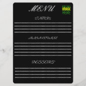 MODERNE BEARBEITBARE, EINFACHE TEMPLATE FÜR SCHWAR MENÜKARTE (Vorderseite)
