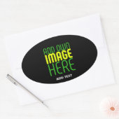 MODERNE BEARBEITBARE, EINFACHE TEMPLATE FÜR SCHWAR OVALER AUFKLEBER (Umschlag)