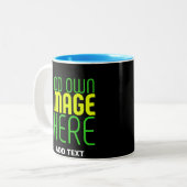 MODERNE BEARBEITBARE, EINFACHE TEMPLATE FÜR SCHWAR ZWEIFARBIGE TASSE (Vorderseite Links)