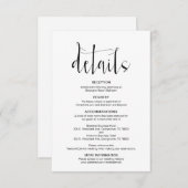 Moderne bearbeitbare Hochzeitsdetails, Schwarzer S Begleitkarte (Vorne/Hinten)