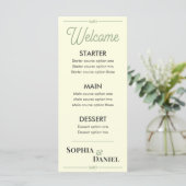 Moderne bearbeitbare Hochzeitsmenü Menükarte (Stehend Vorderseite)
