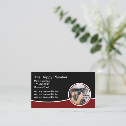 Moderne, bearbeitbare Klempnerdienstkarten Visitenkarte (Stehend Vorderseite)