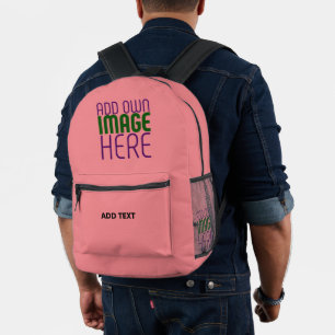 MODERNE BEARBEITBARE LACHSFARBENE BILD-TEXT-VORLAG BEDRUCKTER RUCKSACK
