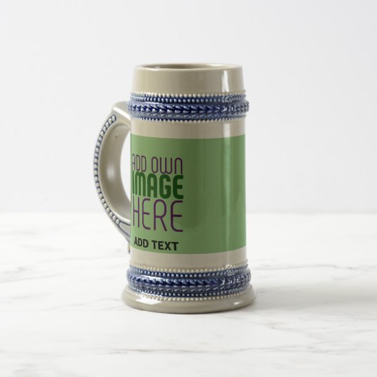 MODERNE BEARBEITBARE MINT GRÜNE BILDTEMPLATE BIERGLAS (Vorderseite Links)