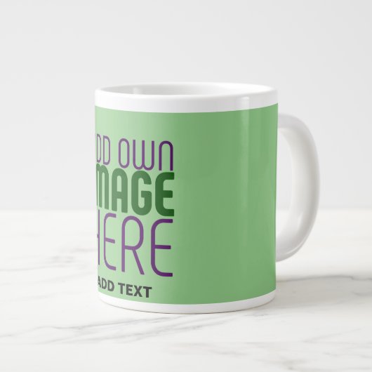 MODERNE BEARBEITBARE MINT GRÜNE BILDTEMPLATE Jumbo-Tasse (Vorderseite Rechts)
