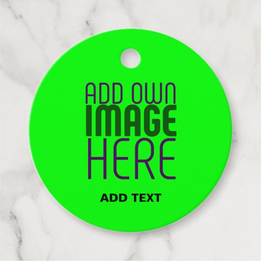 MODERNE BEARBEITBARE NEONGRÜNE BILD-TEXT-VORLAGE GESCHENKANHÄNGER (Vorderseite)