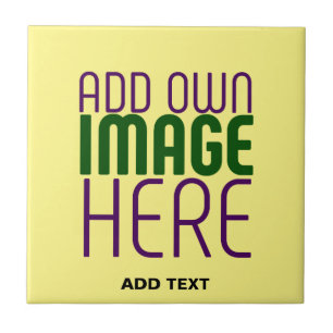 MODERNE BEARBEITBARE PASTELLGELBE BILD-TEXT-VORLAG FLIESE