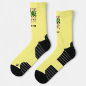 MODERNE BEARBEITBARE PASTELLGELBE BILD-TEXT-VORLAG SOCKEN (Links)