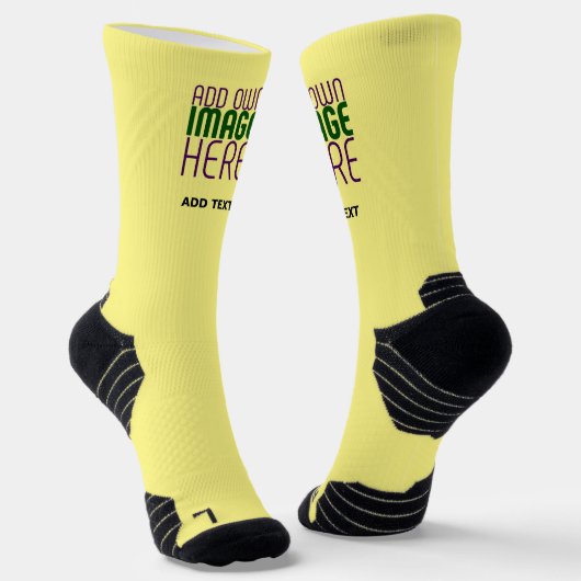 MODERNE BEARBEITBARE PASTELLGELBE BILD-TEXT-VORLAG SOCKEN (Gewinkelt)