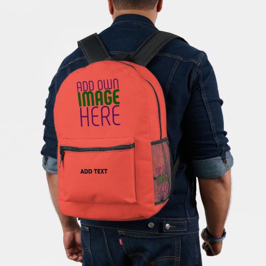 MODERNE BEARBEITBARE ROTE ORANGE BILD-TEXTVORLAGE BEDRUCKTER RUCKSACK (Insitu (Modell))