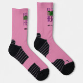MODERNE BEARBEITBARE SÜßE HOT PINK BILD TEXT VORLA SOCKEN (Rechts)