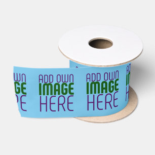 MODERNE BEARBEITBARE SWAG HIMMELBLAUE BILD-TEXT-VO SATINBAND
