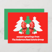 Moderne, bearbeitbare Weihnachtsbäume Feiertagskarte (Vorne/Hinten)