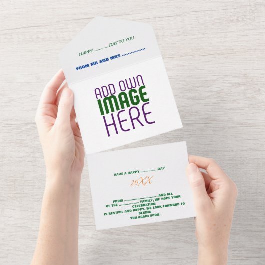 MODERNE BEARBEITUNGSFÄHIGE, EINFACHE WEISSE BILDTE ALL IN ONE EINLADUNG (Abreißen)