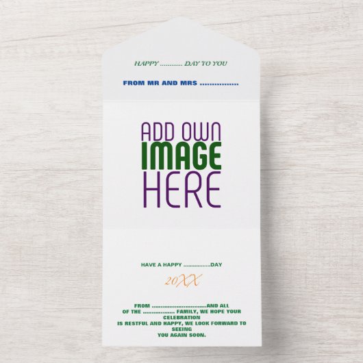 MODERNE BEARBEITUNGSFÄHIGE, EINFACHE WEISSE BILDTE ALL IN ONE EINLADUNG (Innen Boden)