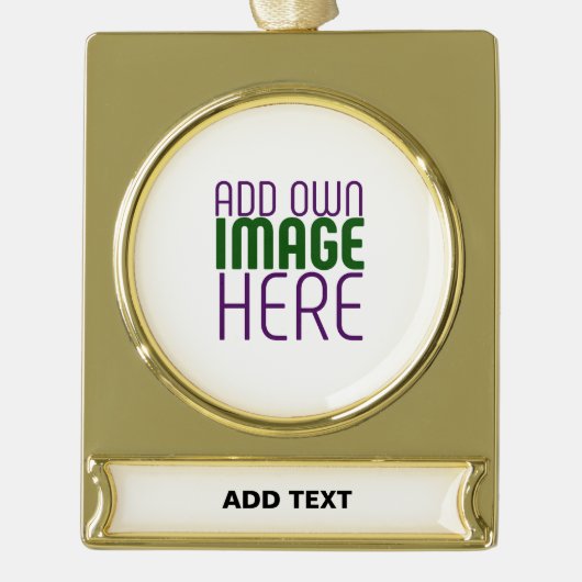 MODERNE BEARBEITUNGSFÄHIGE, EINFACHE WEISSE BILDTE Banner-Ornament GOLD (Vorderseite)