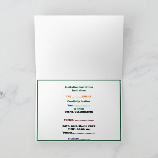 MODERNE BEARBEITUNGSFÄHIGE, EINFACHE WEISSE BILDTE EINLADUNG (Innenseite)