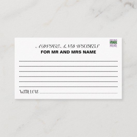 MODERNE BEARBEITUNGSFÄHIGE, EINFACHE WEISSE BILDTE HINWEISKARTE (Vorderseite)