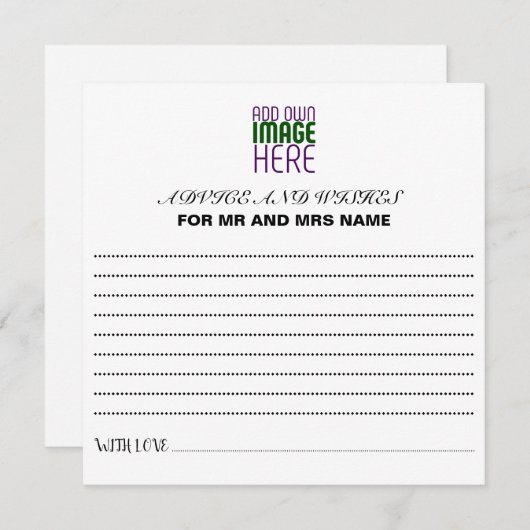 MODERNE BEARBEITUNGSFÄHIGE, EINFACHE WEISSE BILDTE HINWEISKARTE (Vorne/Hinten)