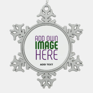 MODERNE BEARBEITUNGSFÄHIGE, EINFACHE WEISSE BILDTE SCHNEEFLOCKEN Zinn-Ornament