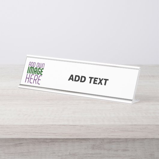 MODERNE BEARBEITUNGSFÄHIGE, EINFACHE WEISSE BILDTE SCHREIBTISCHNAMENSPLAKETTE (Vorderseite )