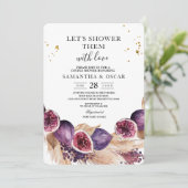 Moderne Beauty Lila Figs & Pampas & Gold Drops Einladung (Stehend Vorderseite)
