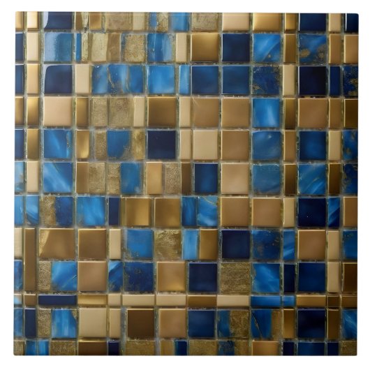 Moderne Beauty Ocean Blue Gold Collection Fliese (Vorderseite)