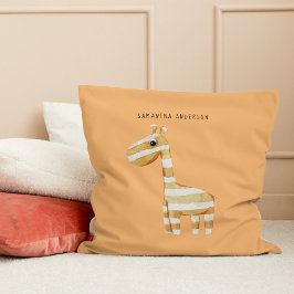 Moderne Beauty Orange Giraffe mit Namen Kissen