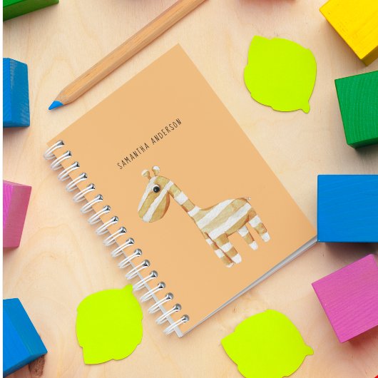 Moderne Beauty Orange Giraffe mit Namen Notizblock