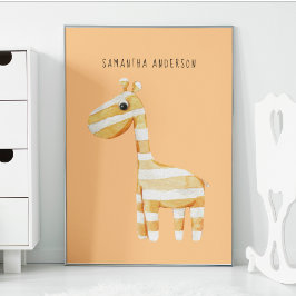 Moderne Beauty Orange Giraffe mit Namen Poster