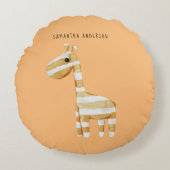 Moderne Beauty Orange Giraffe mit Namen Rundes Kissen (Vorderseite)