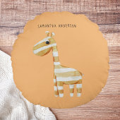 Moderne Beauty Orange Giraffe mit Namen Rundes Kissen
