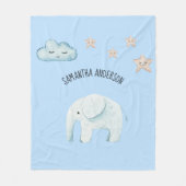 Moderne Beauty Pastel Blau Elefant & Sterne Kind Fleecedecke (Vorderseite)