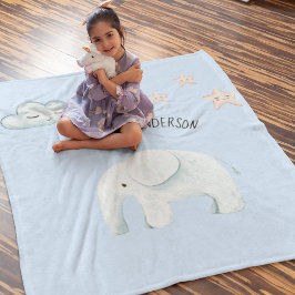 Moderne Beauty Pastel Blau Elefant & Sterne Kind Fleecedecke
