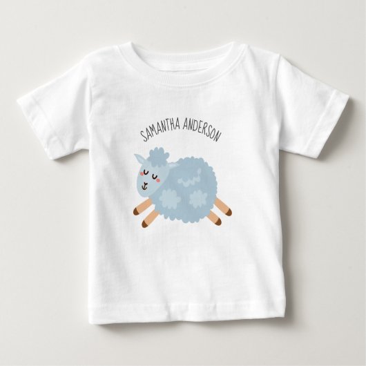Moderne Beauty Pastel Blue Shee und Name der Kinde Baby T-shirt (Vorderseite)