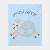 Moderne Beauty Pastel Blue Shee und Name der Kinde Fleecedecke (Vorderseite)