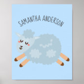 Moderne Beauty Pastel Blue Shee und Name der Kinde Poster (Vorne)