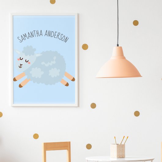 Moderne Beauty Pastel Blue Shee und Name der Kinde Poster