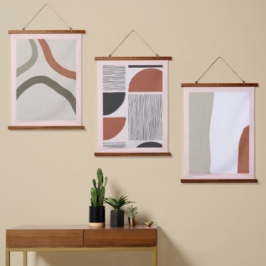 Moderne Beauty Saloon Holz Topped Wall Tapisserie  Wandteppich Mit Holzrahmen (Asymmetrisch)