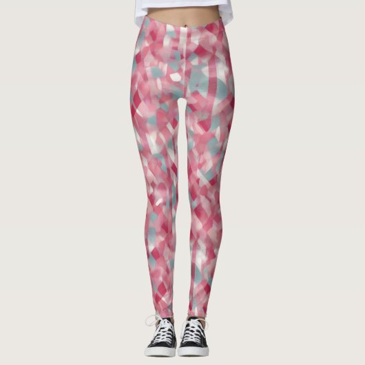 Moderne, bedruckte Rosa Frauen Leggings (Vorderseite)