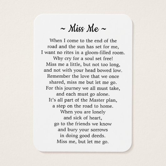 Moderne Beerdigung 3 Foto Seidendenkmal-Gedenkkart (Rückseite)